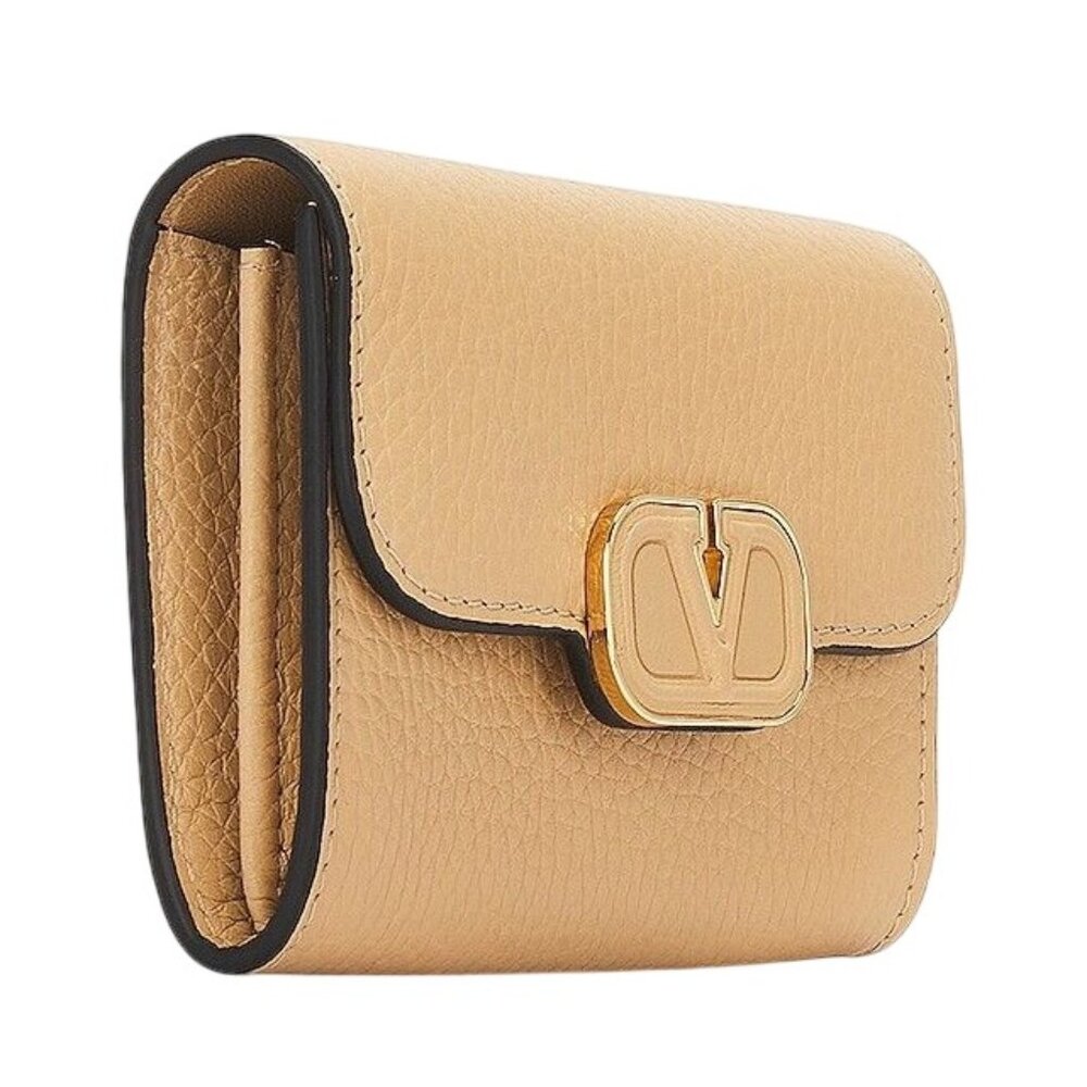Valentino Garavani V Logo Card Case in Cappuccino Womens Leather Wallet